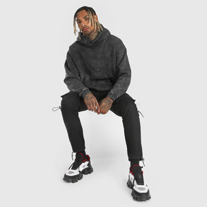 Sweat à capuche personnalisé avec logo, impression DTG, poids lourd, tissu épais 400 g/m², molleton en coton français - Product Image 4