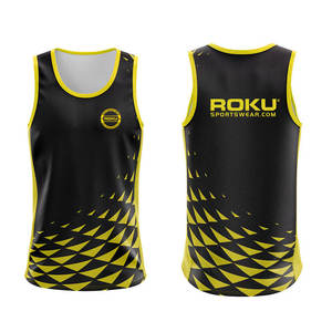 Camiseta sin mangas de secado rápido de color personalizado para hombre, camisetas de poliéster y Spandex al por mayor con decoración estampada para el verano - Product Image 1