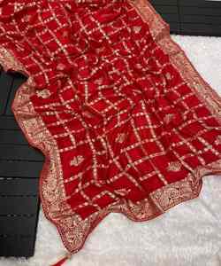 Sari elegante de gasa para mujer con diseño de impresión elegante y ropa de boda exclusiva para ocasiones especiales - Product Image 2