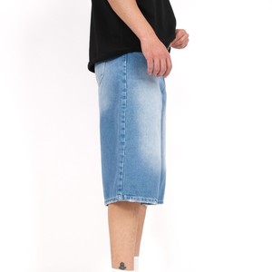 Shorts en jean décontractés pour hommes et femmes, coupe ample, taille mi-haute, couleur unie, respirants, effet usé, 100% coton, personnalisables avec logo OEM, été - Product Image 6