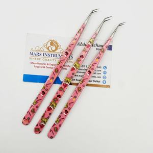 Pinzas Profesionales para Extensiones de Pestañas con Puntas de Fibra, Aislamiento de 45 Grados, Acero Inoxidable, Pinzas para Pestañas Sostenibles - Product Image 1