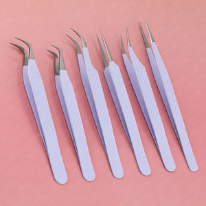 Vente en gros de pinces à cils à pointe en fibre Ensemble de pinces à volume d'extension de cils à extrémité crochet - Product Image 1