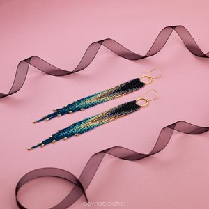 Pendientes de cuentas bohemias con flecos en cascada Andy de diseño turquesa, regalo de joyería único - Product Image 5