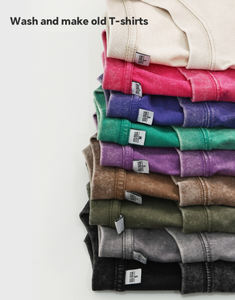 OEM Retro 240g 100% Cotton Heavyweight Mens Oversize Tshirt Dtg Print Tee Logo T-shirt Stone Acid T-shirt pour hommes - Product Image 2