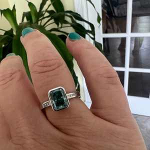 925 argent bleu vert radieux coupe Original Moissanite diamant Solitaire bague anniversaire fête bijoux cadeau pour partenaire - Product Image 6