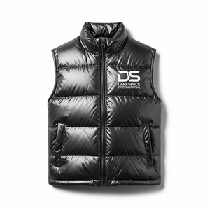 Offre Spéciale hommes décontracté sans manches toile hiver bouffant gilet col rond avec fermeture à glissière coupe-vent vêtements d'extérieur à bas prix - Product Image 4
