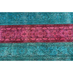 Alfombra Turca de 2.8x8.2 pies, Alfombra de Lana Sólida Vintage Azul Rosa - Product Image 5