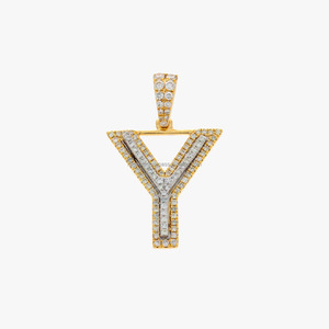Colgante de estilo Hip Hop de oro blanco/amarillo de 10 quilates personalizado con diamantes naturales de 0,39 quilates, abalorio de plata de 2,6 GM para compromiso/boda - Product Image 1