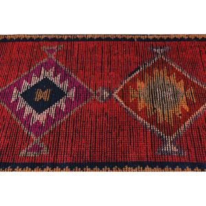 3.2x11.6 ft Rug, Vintage Turkish Rug, <b>Red</b> Herki <b>Wool</b> Rug - Product Image 5