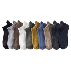 Calcetines tobilleros cortos de Color sólido de alta calidad para hombre, calcetines de algodón con agarre de secado rápido de punto informal para correr - Product Image 1