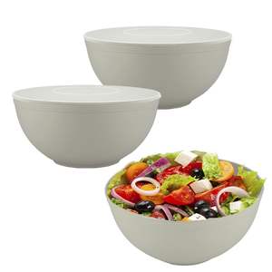 Set di 3 ciotole per insalata di plastica Beige/blu/verde 20cm 2 litri lavastoviglie sicuro conservazione degli alimenti e contenitori per le verdure - Product Image 1