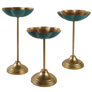 สินค้ามาใหม่ชุดโลหะ urli Diya 3ชิ้นทำจากทองเหลืองสำหรับตกแต่งภายในบ้านดิวาลีชามดิยาสำหรับตกแต่งบ้าน