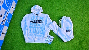 Survêtement à capuche deux pièces imprimé Dtg 100% coton personnalisé avec survêtements à manches longues - Product Image 3