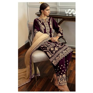 ชุดสูท Salwar ปักลายงานแฟนซีสำหรับงานแต่งงานงานกลางแจ้ง - Product Image 1