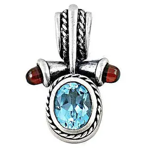 Pendentif en or rose fait main avec topaze bleue pour femmes, plaqué rhodium - Product Image 2