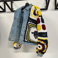 DiZNEW Niche Personnalité Denim Patchwork Pull Doudoune Smallguangzhou Pull 2024 Nouveau Coton Veste Jean Veste