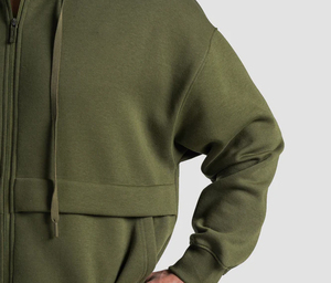 Sweat à capuche surdimensionné pour homme personnalisé OEM, 100% coton, polaire épais, chaud pour l'hiver, streetwear imprimé, brodé, avec poche zippée - Product Image 5