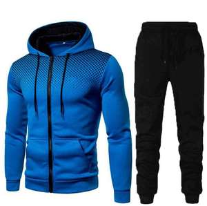 Ensemble de survêtement sportif pour homme, à capuche, décontracté, uni, avec logo personnalisé imprimé, respirant, séchage rapide, design 2 en 1 - Product Image 2