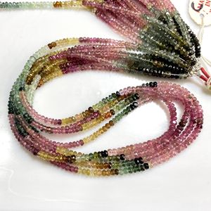 Perles de pierre en forme de rondelle à facettes multi-tourmaline 3-3.5MM pour la fabrication de bijoux de haute qualité Vente en gros - Product Image 4