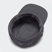 Casquette de baseball non structurée en nylon froissé à 5 panneaux, avec logo brodé, ajustée, unisexe, pour adulte, décontractée, en tissu satiné gris foncé