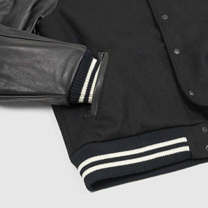 Blouson universitaire de baseball 2026 personnalisé avec logo brodé, manches en cuir, style streetwear uni pour homme – Vente en gros - Product Image 4