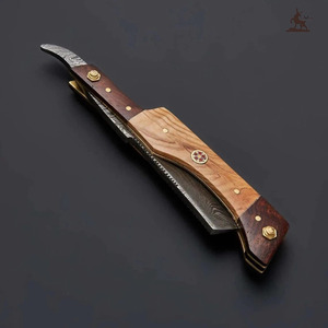 Rasoir droit fait à la main pour hommes avec manche en bois personnalisable OEM Cadeau parfait pour le rasage au salon de coiffure - Product Image 3
