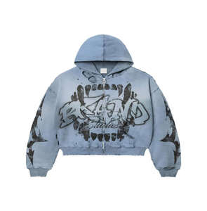 Sweat-shirt décontracté pour homme, style streetwear, capuche oversize, design découpé, 100% coton, doublé, imprimé délavé - Product Image 5