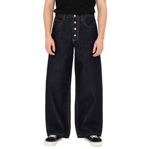 Fabricant de denim, streetwear, jean unisexe vintage, lavage noir, ample, jambe large, surdimensionné, pantalon en denim pour homme - Product Image 1