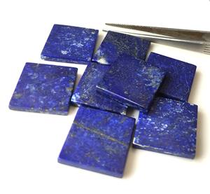 Pierre précieuse Lapis Lazuli bleu naturel en gros 4mm-40mm disque plat carré plaque de pièce de monnaie les deux côtés poli et lâche - Product Image 3