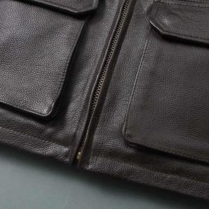 Chaqueta de Cuero Premium para Hombre, Estilo Motero, con Capucha de Lona, Impermeable, Hecha en Pakistán - Product Image 6