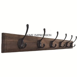 Mango Wooden Made Rectangular Frame Easy to Install <b>Wall</b> <b>Mounted</b> Black Color Metal Wire Made Hooks and Hangers in Best Price - Product Image 3