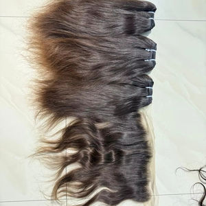 Extensiones de Cabello Humano Negro Liso Sedoso 100% Virgen Indio de Calidad Premium al por Mayor, Cutícula Alineada, Doble Trama a Máquina - Product Image 1