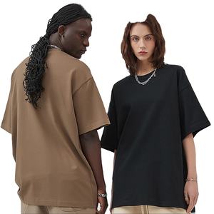 2025 gran oferta personalizada 305GSM algodón transpirable ecológico fibra de bambú cuello Puff impreso Color sólido camisetas de gran tamaño para hombres - Product Image 1