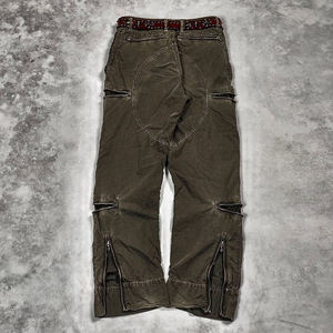 Vintage <b>White</b> Denim High Waist <b>Mens</b> Cargo <b>Pants</b> Stone Wash Patchwork Design Custom Logo Embroidery Streetwear Hip-Hop - Product Image 3