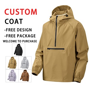 Logo personnalisé Imperméable Demi-fermeture éclair Sweats à capuche surdimensionnés Vestes coupe-vent zippées légères pour hommes pour l'extérieur - Product Image 3