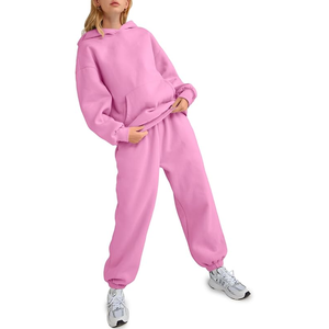 Trajes de sudor personalizables de alta calidad para mujer, acogedor, relajado, de algodón, poliéster, tejido, longitud corta, estilo informal, temática de otoño - Product Image 5