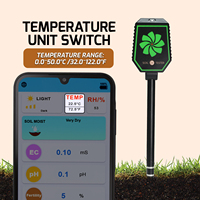 Alat Uji Tanah Pintar BT 8-in-1, Pengukur Digital pH, EC, Garam, Kesuburan, Kelembapan, dan Suhu dengan Pencatatan Data dan Pemantauan melalui Aplikasi