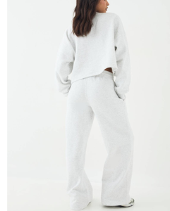 Winter Collection Formal Style Simple Women Joggers Set Button Closure Sweater With <b>Straight</b> <b>Leg</b> <b>Pants</b> Causal Active Sweatsuit - Product Image 2