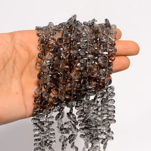 Perles noires en forme de coeur de quartz rutile, pierre précieuse de quartz rutile noir, perles lisses fabrication de bijoux perles de pierres précieuses naturelles, 8 pouces - Product Image 2