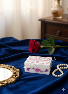 Handcrafted Natural Spot Marble <b>Storage</b> <b>Box</b> with Florals Pattern Rectangle Shape Customized Style - Product Image 3