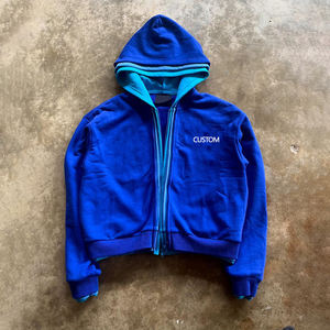 Sudadera con capucha con estampado de soplo de alta calidad logotipo personalizado 500G 100% algodón de lana de peso pesado en blanco sudaderas con capucha de talla grande para hombre - Product Image 2