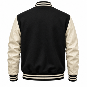Custom Black <b>for</b> Hooded Breathable V-neck Premium Wool Letterman <b>Baseball</b> <b>Jacket</b> High Street Streetwear OEM ODM Manufacturer - Product Image 3