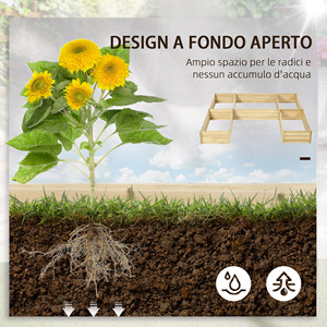Outsunny-Maceta de exterior de 5 piezas con fondo abierto modular en madera de abeto, 230x230x28 cm - Product Image 3