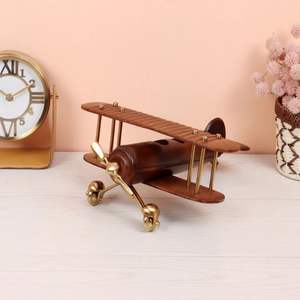 Table d'appoint avion vintage artisanale décor à la maison en bois de Sesham doré - Product Image 1