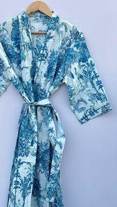 Robe Kimono en coton à imprimé floral pour femmes, vêtements de nuit d'été, peignoir, vêtements de plage, taille naturelle pour les mariages, demoiselles d'honneur - Product Image 5