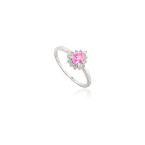 Dernière bague de fiançailles classique de luxe en or blanc 14 carats saphir rose taille poire naturel grappe de diamants pour les mariages et les fêtes - Product Image 6