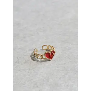 Anello Regolabile A3shop Placcato Oro Rosa con Cuore in Oro Bianco 18K e Gemma Incastonata, Gioiello Trendy per Bambini - Product Image 4