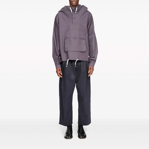 Sudadera con capucha de algodón recubierta personalizada para hombre, Sudadera con capucha creativa con cordón y bolsillo frontal, detalle de botones decorativos, sudadera con capucha para hombre - Product Image 5