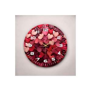 Patrón de corazón colorido y número 50cm Reloj de pared de mesa de madera silencioso Regalo perfecto para la decoración del hogar - Product Image 3
