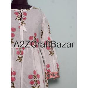 Robe midi décontractée en coton à col en V, manches longues, écologique, pour femmes, impression en bloc, pour les fêtes, les mariages, les événements, les occasions, lavable en vrac - Product Image 2